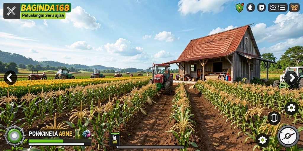 Screenshot utama BAGINDA168 menampilkan gameplay bertani yang seru.