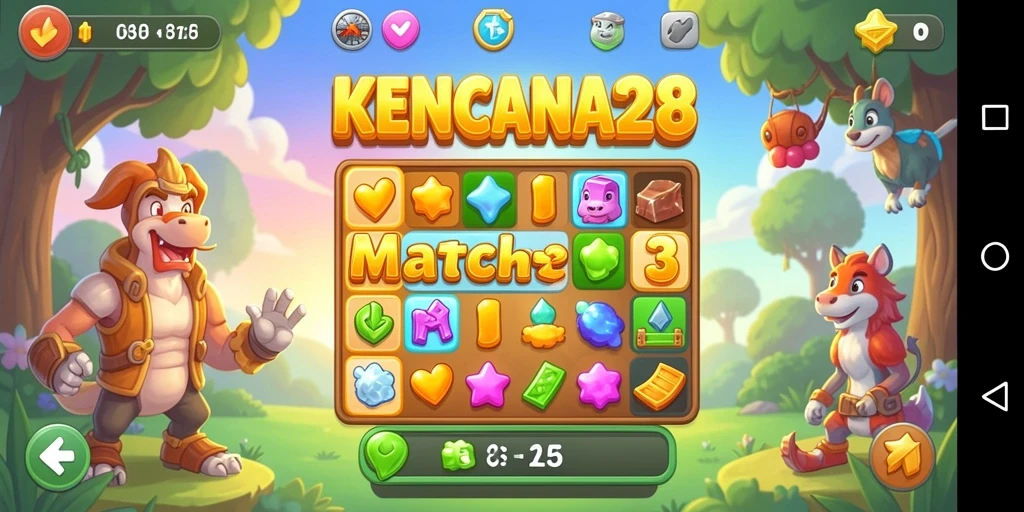 Screenshot gameplay KENCANA28 menampilkan keseruan dan tantangan Match-3.