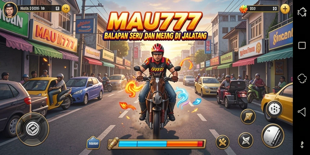 Tampilan gameplay seru di lintasan balap MAU777 dengan grafik memukau.