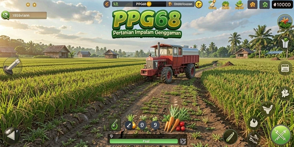 Screenshot PGG68 menampilkan suasana ladang yang indah dan gameplay pertanian yang seru.