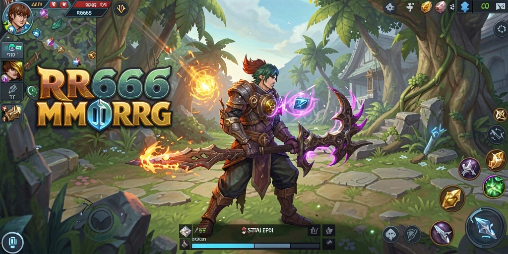 Screenshot gameplay RR666 menampilkan pertarungan epik dalam dunia MMORPG.