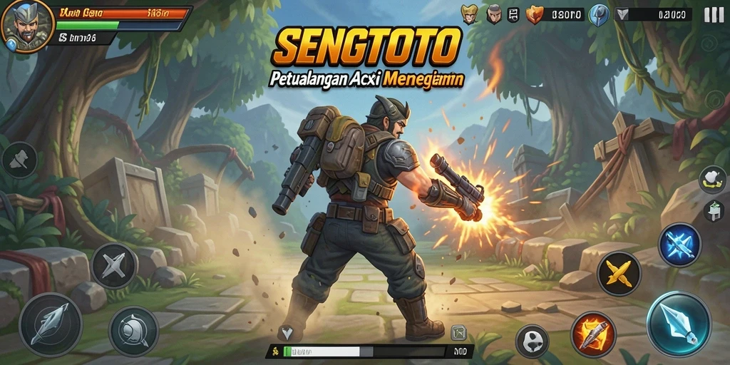 Gameplay seru di dalam SENGTOTO dengan bertarung melawan musuh.